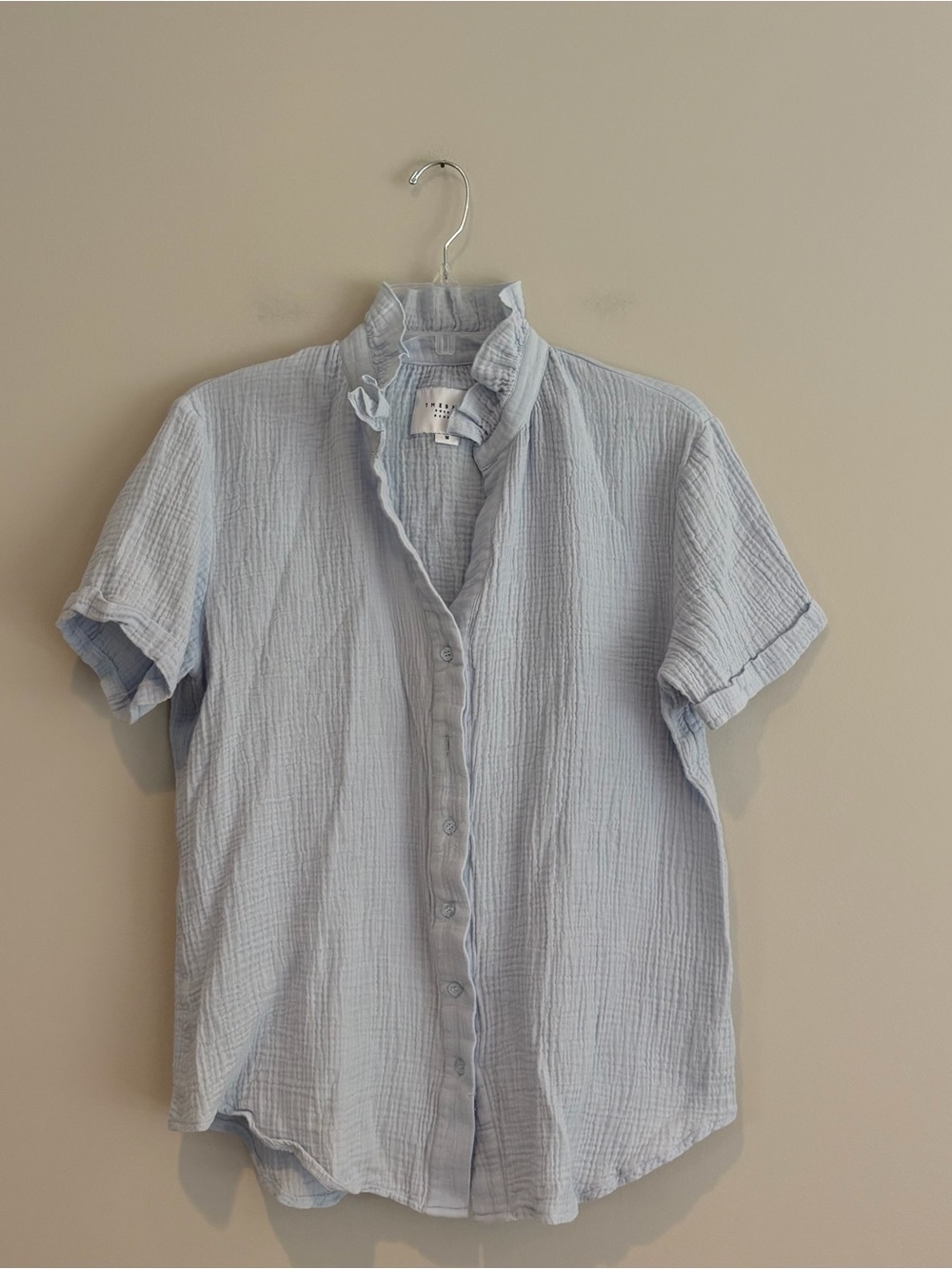 The Shirt by Rochelle Behrens Light Blue Gauzy Cotton Button Up Shirt